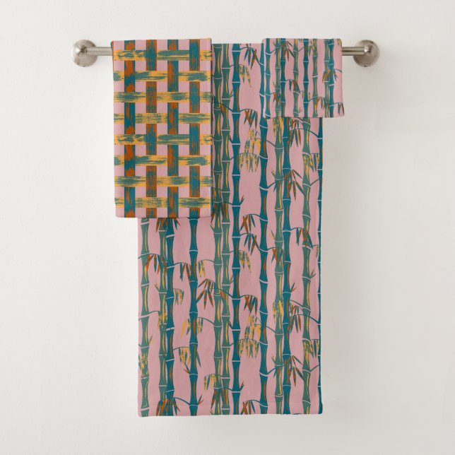 Retro Coloured Bamboo Bath Towel Set (Insitu)