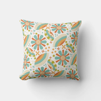 Retro coloured floral abstract pattern cushion