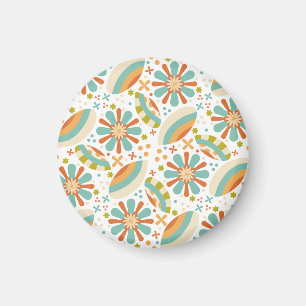 Retro coloured floral abstract pattern magnet