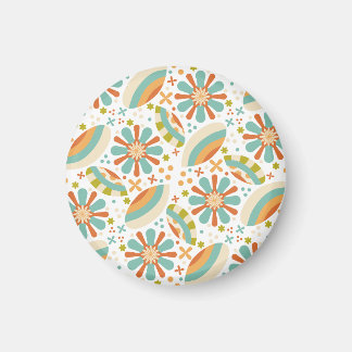 Retro coloured floral abstract pattern magnet