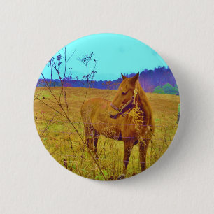 Retro Coloured Horse 6 Cm Round Badge