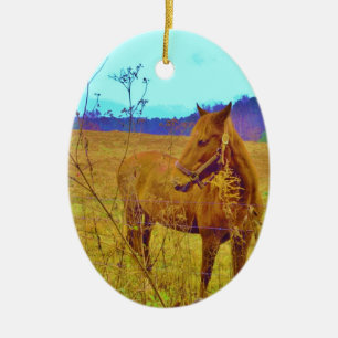 Retro Coloured Horse Ceramic Tree Decoration