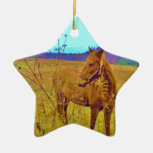 Retro Coloured Horse Ceramic Tree Decoration