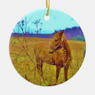 Retro Coloured Horse Ceramic Tree Decoration