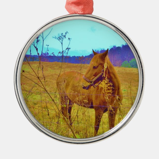 Retro Coloured Horse Metal Tree Decoration (Front)