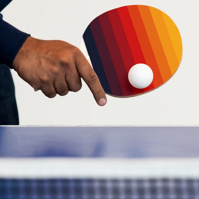 Retro coloured rainbow ping pong paddle (Insitu)