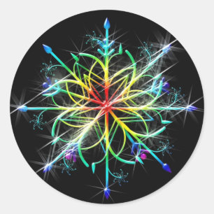 Retro Coloured Star Classic Round Sticker