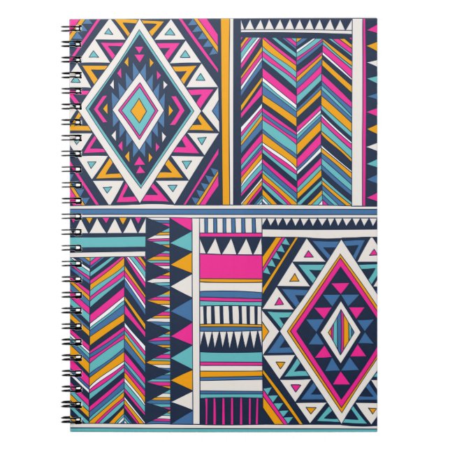 retro coloured tribal vintage seamless pattern. az notebook (Front)