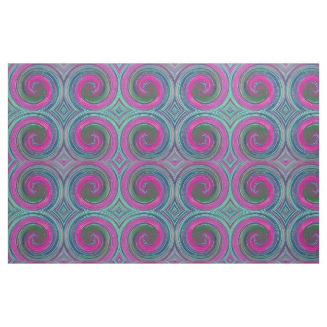 Retro Coloured Twist Abstract Art #12 Fabric (Fat Quarter)