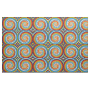 Retro Coloured Twist Abstract Art #24 Fabric