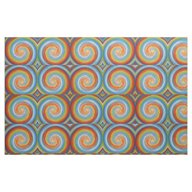 Retro Coloured Twist Abstract Art #24 Fabric (Fat Quarter)