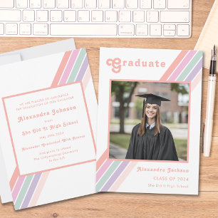 Retro Colourful 70s Vintage Grad Photo Announcement