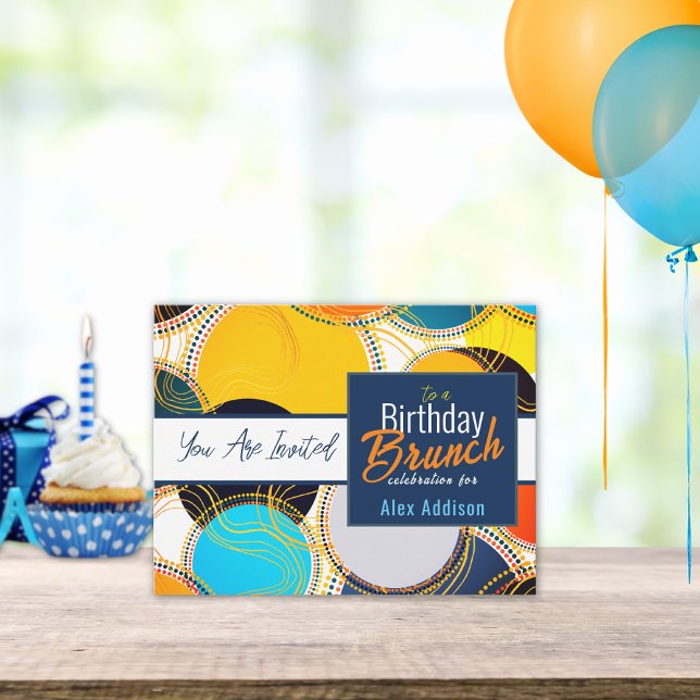 Retro Colourful 80s Birthday Brunch Announcement Postcard (Creator Uploaded)