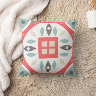Retro Colourful Abstract Floral Cushion