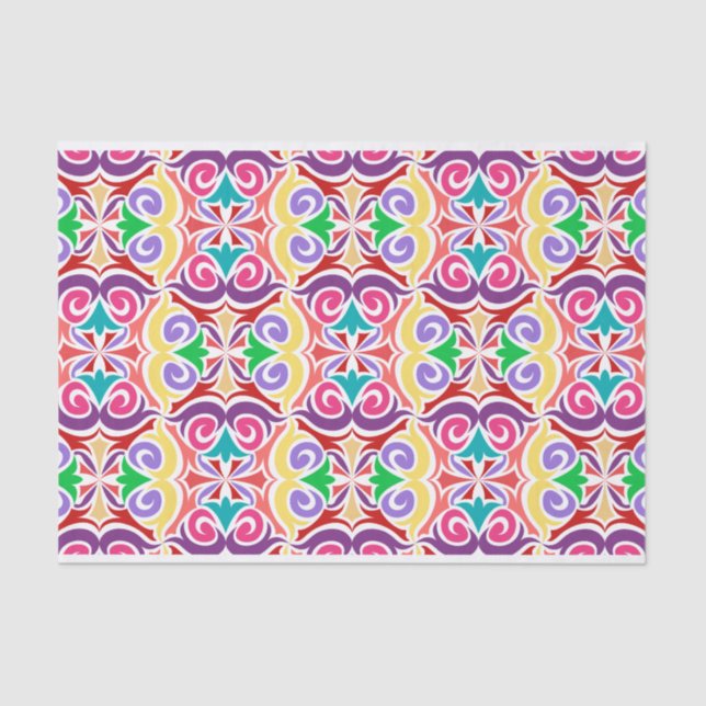Retro Colourful Abstract Pattern Decoupage Tissue Paper (Front)