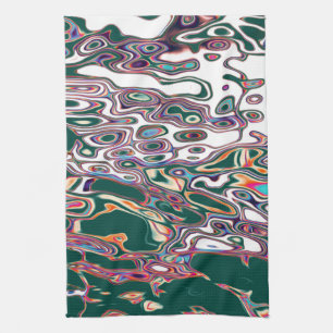 Retro Colourful Abstract Pattern Tea Towel