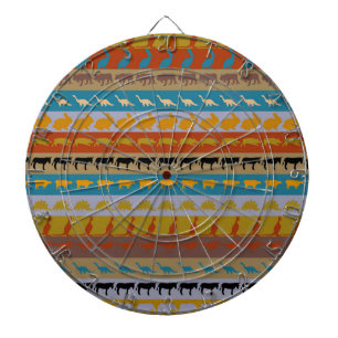 Retro Colourful Animals Modern Stripes Pattern #10 Dartboard