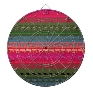 Retro Colourful Animals Modern Stripes Pattern #11 Dartboard