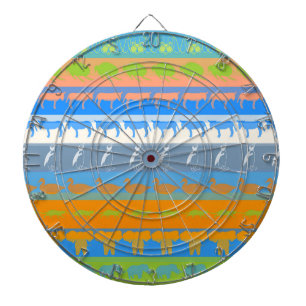 Retro Colourful Animals Modern Stripes Pattern #5 Dartboard