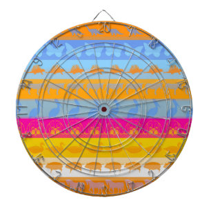 Retro Colourful Animals Modern Stripes Pattern #7 Dartboard