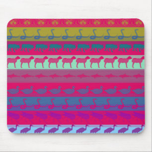 Retro Colourful Animals Modern Stripes Pattern #9 Mouse Mat
