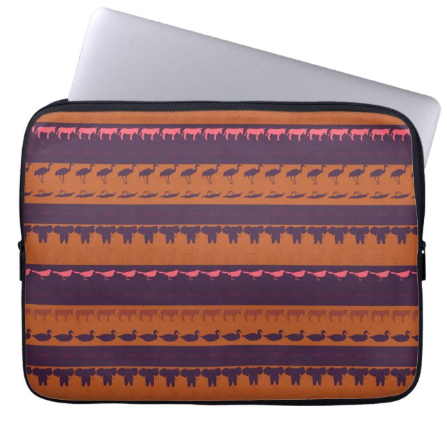 Retro Colourful Animals Pattern #2 Laptop Sleeve (Front)