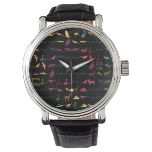 Retro Colourful Animals Pattern #5 Watch