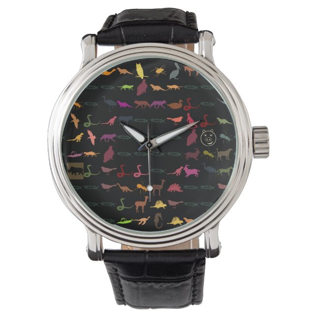 Retro Colourful Animals Pattern #5 Watch (Front)
