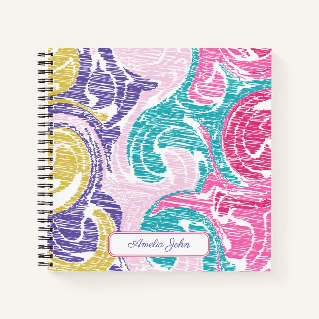 Retro Colourful Art Custom Notebook (Front)