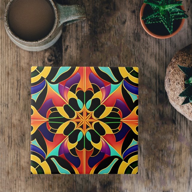 Retro Colourful Art Deco Illustration Tile (Creator Uploaded)