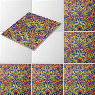 Retro Colourful Art Nouveau Pattern Tile