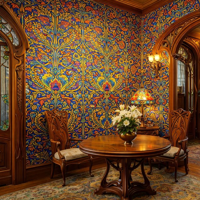 Retro Colourful Art Nouveau Pattern Wallpaper (Creator Uploaded)