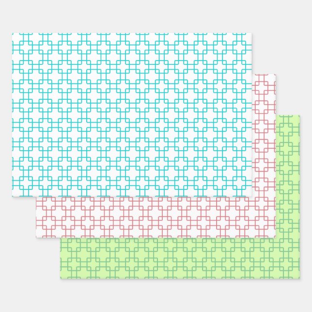 Retro Colourful Art Wrapping Craft Paper (Set)