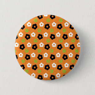 Retro Colourful Autumn Flower Power Pattern 6 Cm Round Badge