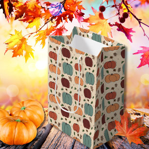 Retro colourful Autumn Season pumpkins Medium Gift Bag
