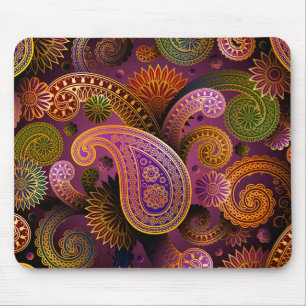 Retro Colourful Beautiful Boho Bohemian Paisley Mouse Mat