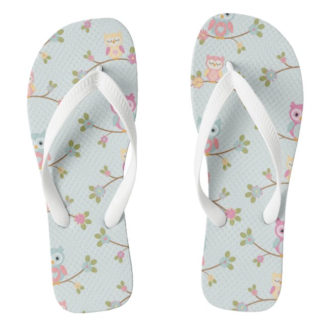 Retro Colourful Beautiful Custom Owl Flip Flops (Footbed)