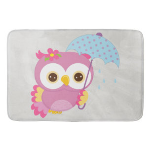 Retro Colourful Beautiful Spring Owl Bath Mat