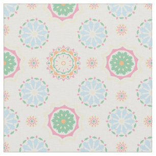 Retro colourful bohemian abstract floral pattern fabric