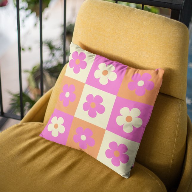 Retro Colourful Bohemian Floral Pattern Cushion (Creator Uploaded)
