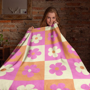 Retro Colourful Bohemian Floral Pattern Fleece Blanket