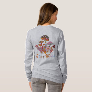 Retro colourful boho flowers groovy floral design T-Shirt
