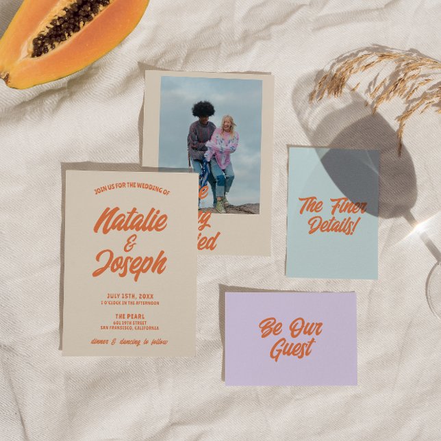 Retro Colourful Bold Bright Funky Modern Wedding Invitation (Creator Uploaded)