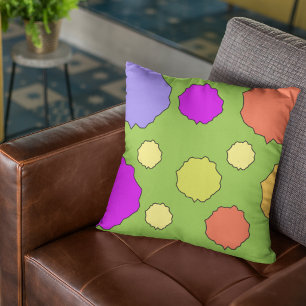 Retro colourful bold bright polka dot cushion