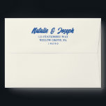 Retro Colourful Bold Bright Vintage Modern Wedding Envelope<br><div class="desc">A retro modern hand written bright colourful wedding envelope. Which features bold vintage  bride and groom's names in blue colour. And  personalised return address .  On simple beige creamy vintage colour background. Which suits the whole wedding suite.</div>