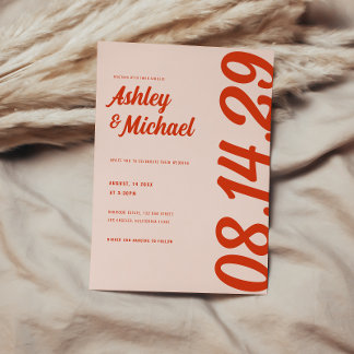 Retro Colourful & Bold Wedding  Invitation