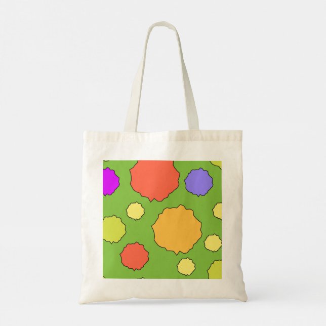Retro colourful bright bold polka dot tote bag (Back)