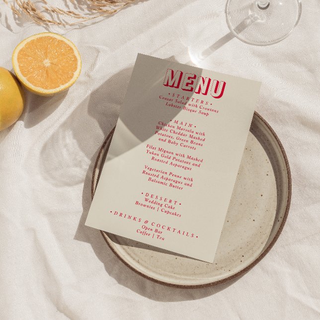 Retro Colourful Bright Funky Modern Bold Wedding Menu (Creator Uploaded)