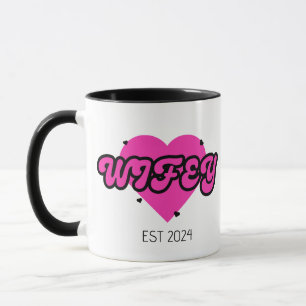 Retro Colourful calligraphy wifey Mug