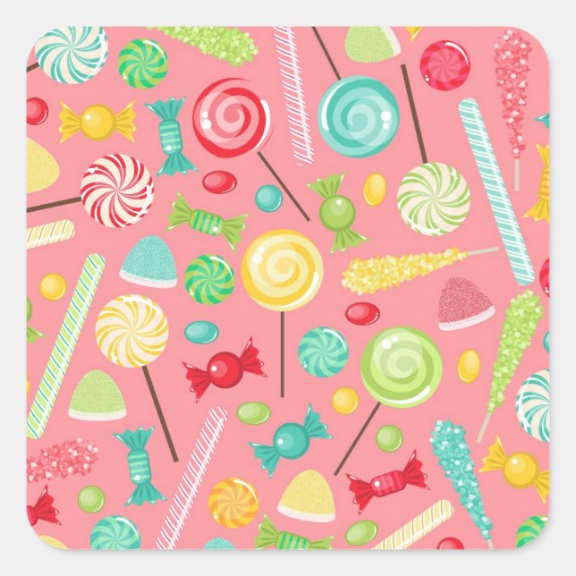 Retro Colourful Candy Pattern Square Sticker (Front)